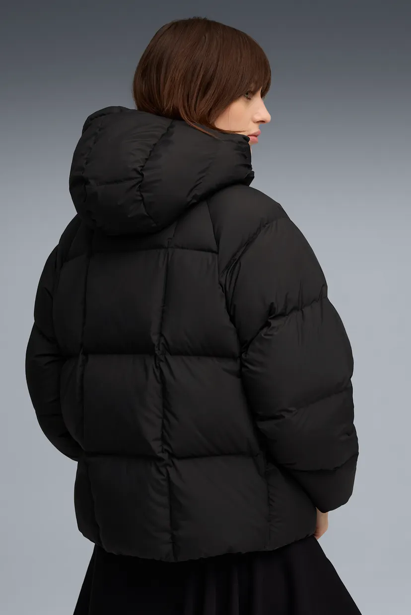 Женский черный пуховик Hooded Down Puffer Jacket Women 3