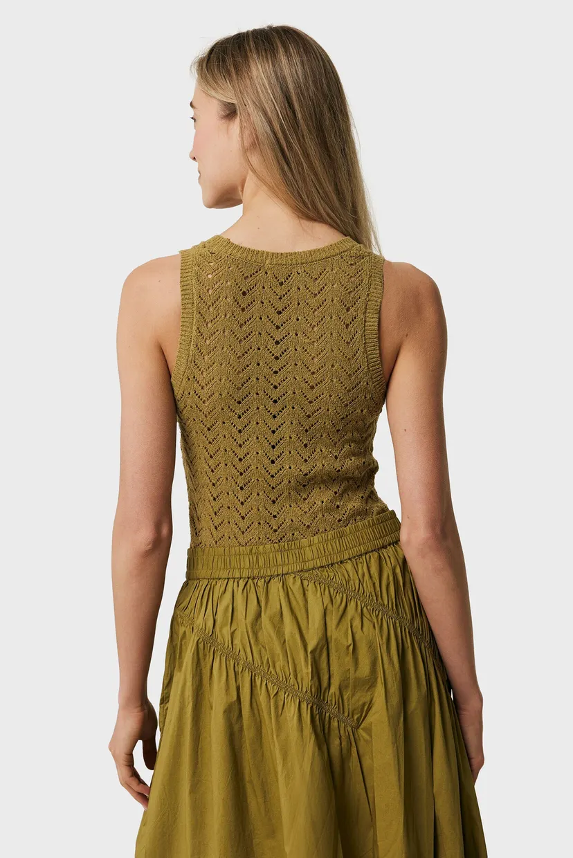 Жіночий оливковий топ Sleeveless round neck top 3