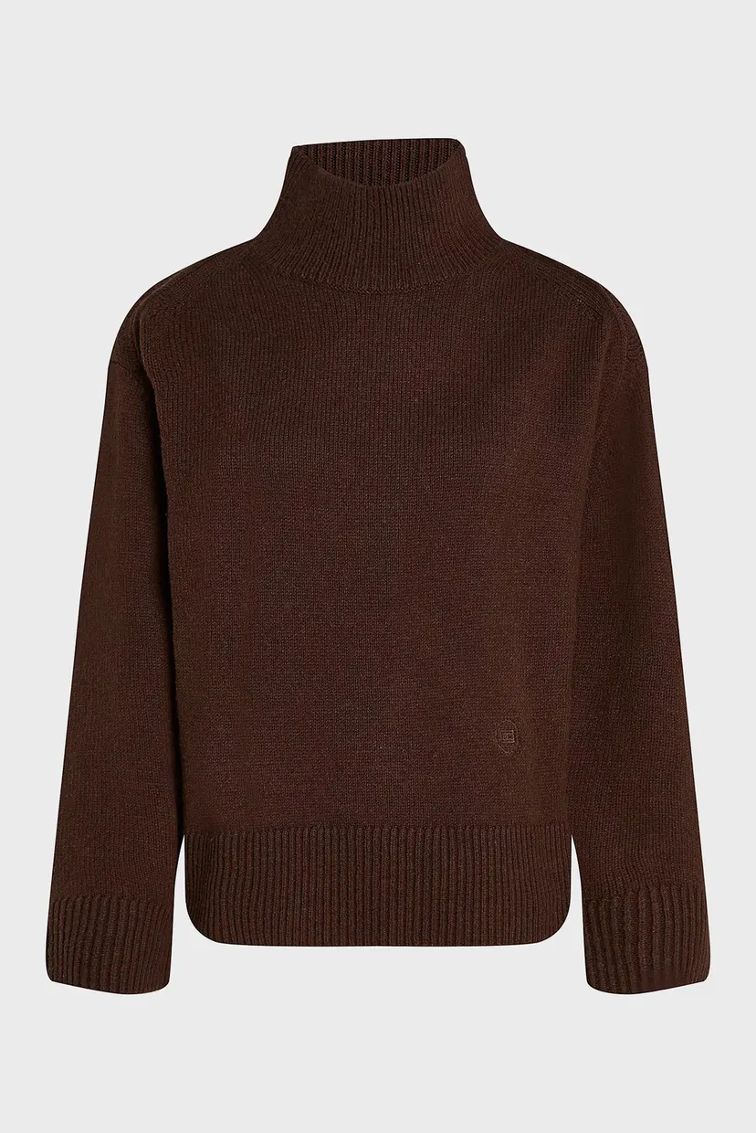 Жіночий коричневий светр WOOL BLEND MOCK-NK 5