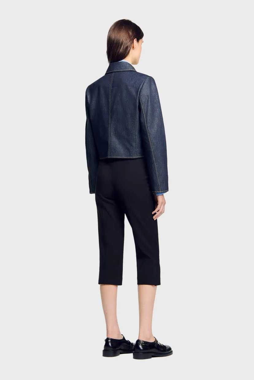 Женский темно-синий джинсовый жакет 3