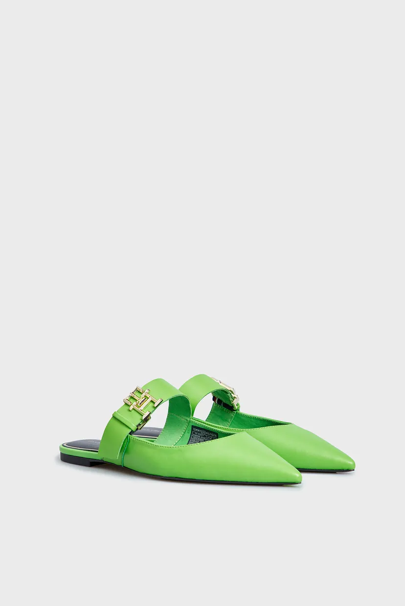 Жіночі зелені шкіряні мюлі TH POINTY FEMININE MULE 3