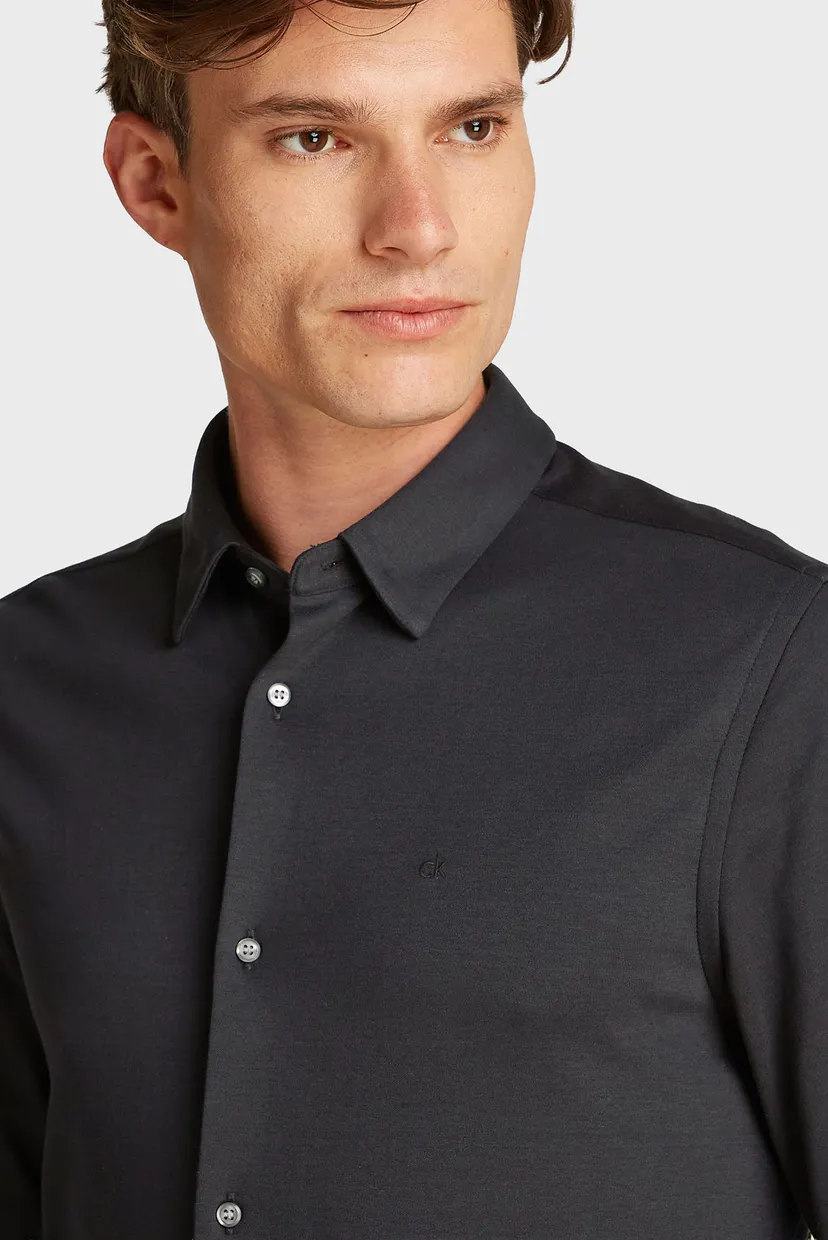 Мужская черная рубашка SMOOTH COTTON JERSEY SHIRT 4