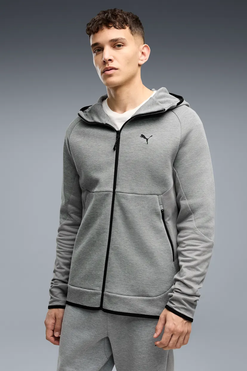 Мужская серая спортивная кофта PUMATECH Elevated Slim Full-Zip Hoodie Men 1