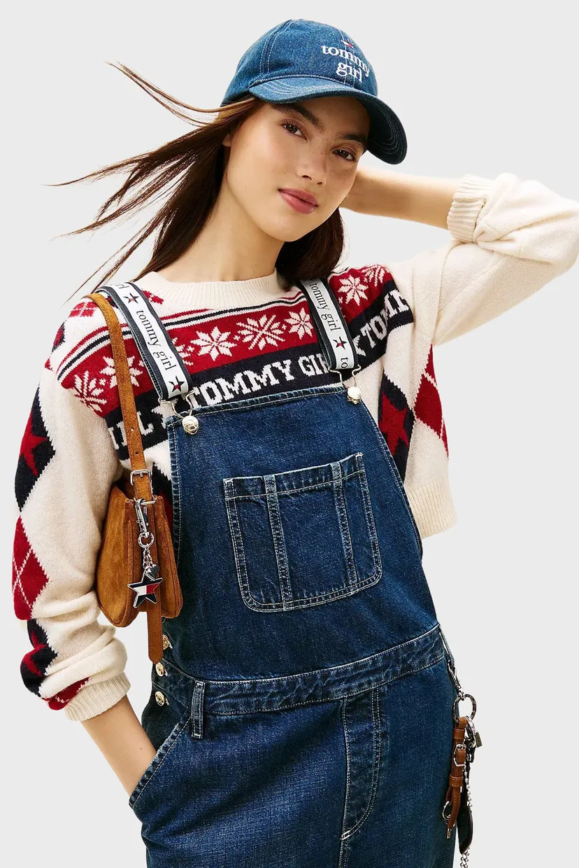 Женский темно-синий джинсовый комбинезон TOMMY GIRL OVERALL Tommy