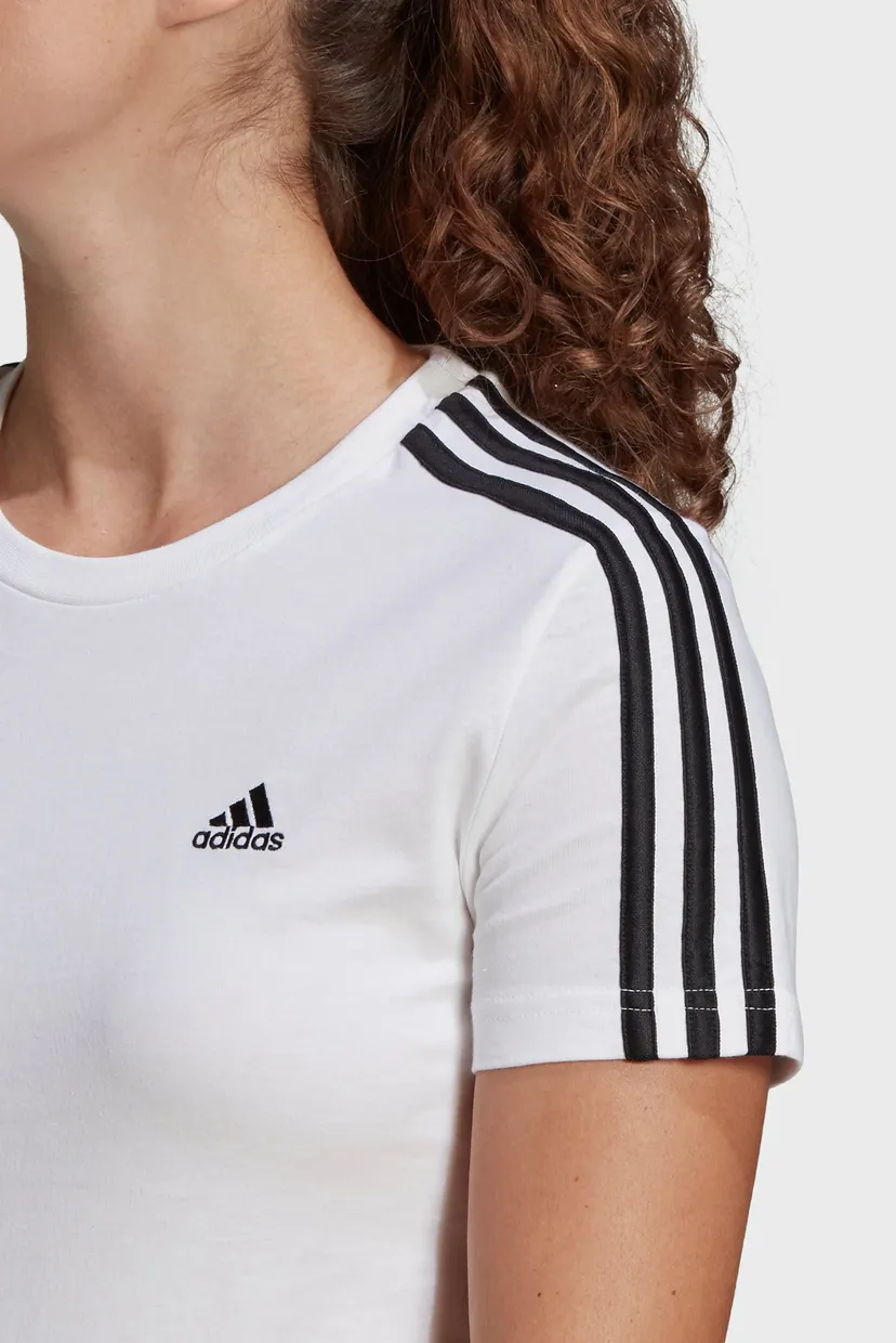 Женская белая футболка Essentials Slim 3-Stripes 4