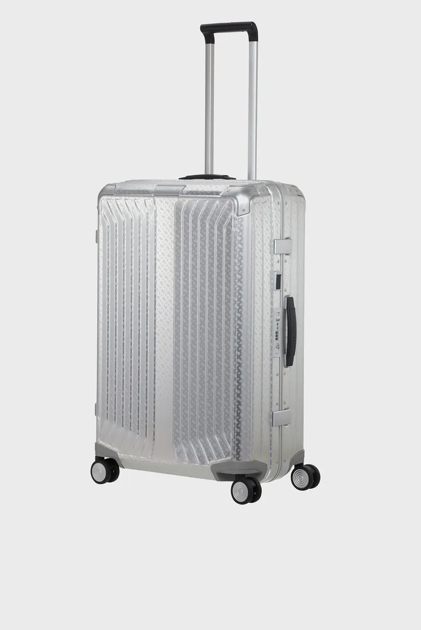 Серебристый чемодан с узором 76 см LITE-BOX ALU 5