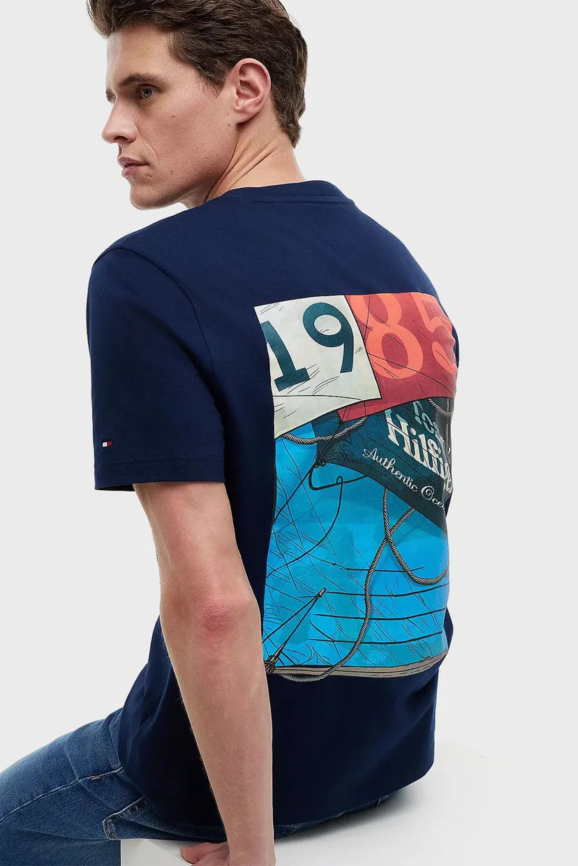 Чоловіча темно-синя футболка NAUTICAL BACK PHOTO 4