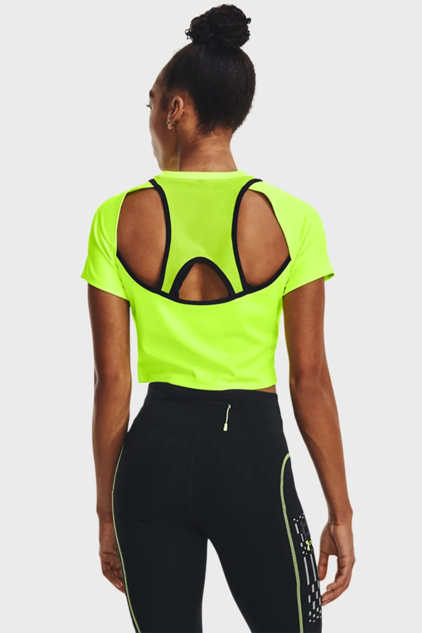 Жіночий салатовий топ UA Run Anywhere Crop SS 3