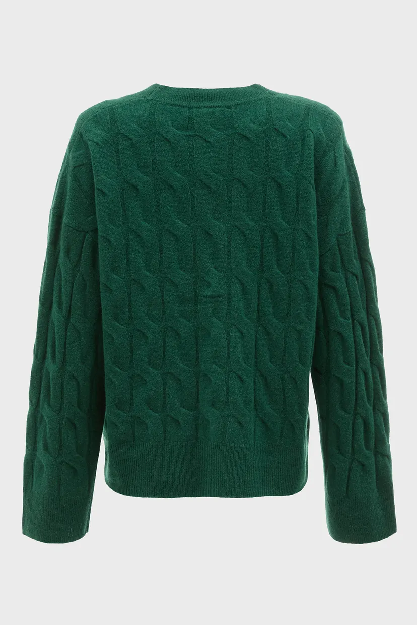 Женский зеленый шерстяной кардиган SOFT WOOL CABLE CARDIGAN 6