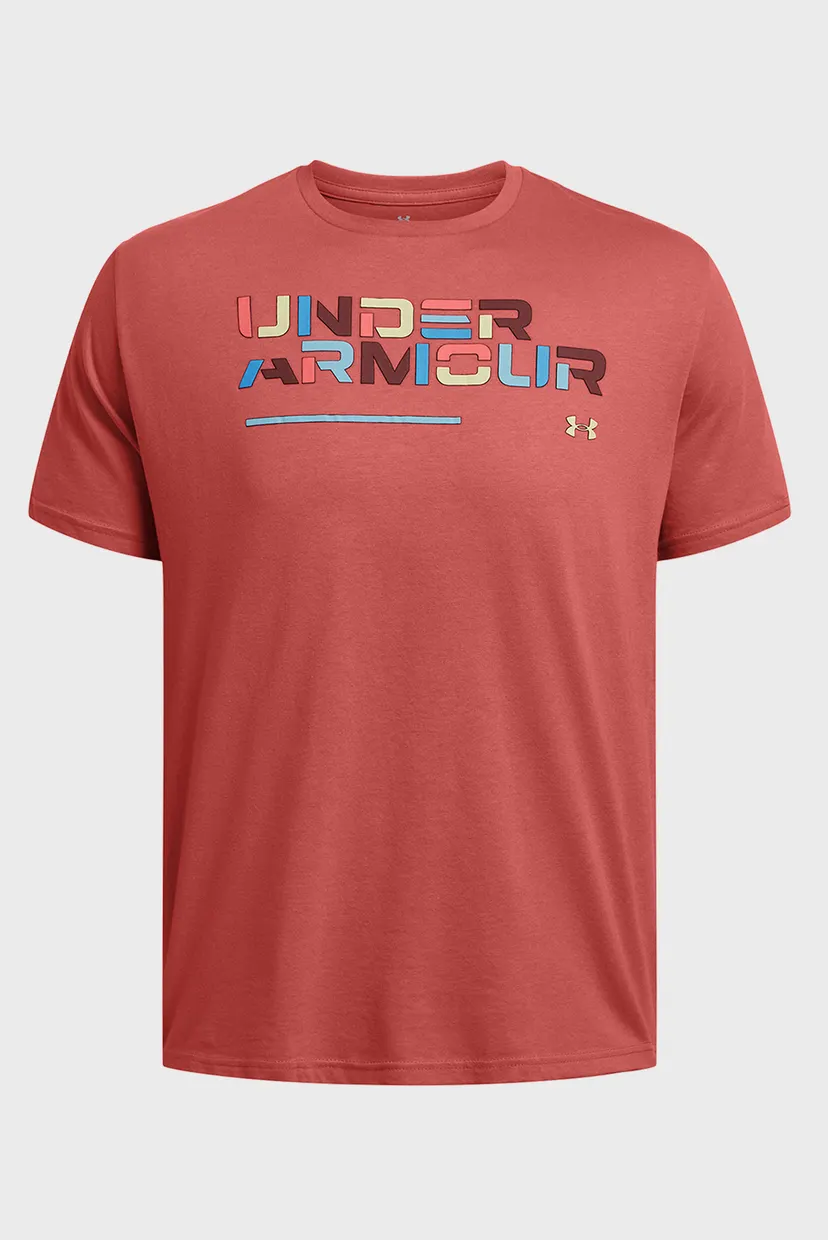 Мужская красная футболка UA Colorblock Wordmark SS 3