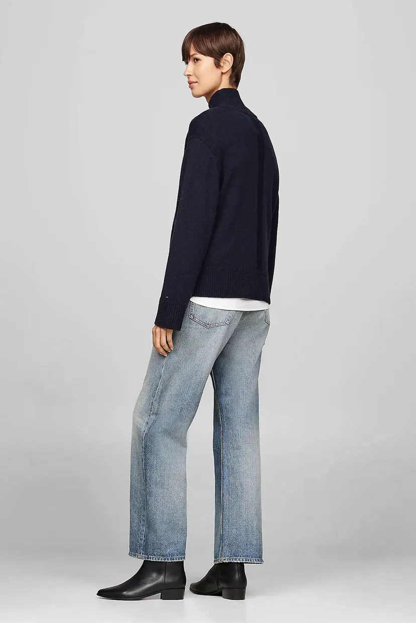 Женский темно-синий свитер WOOL BLEND MOCK-NK 3