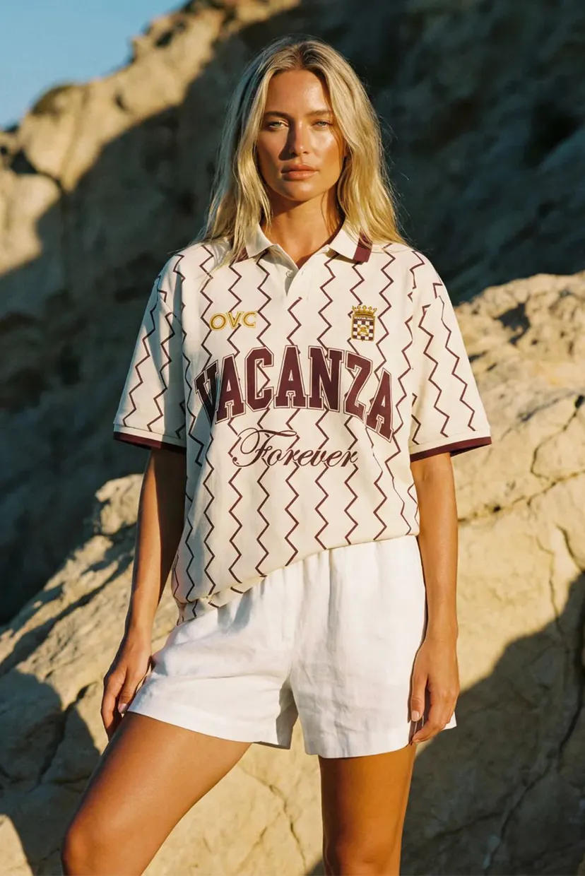 Бежевое поло с узором Vacanza Soccer Jersey (унисекс) 4