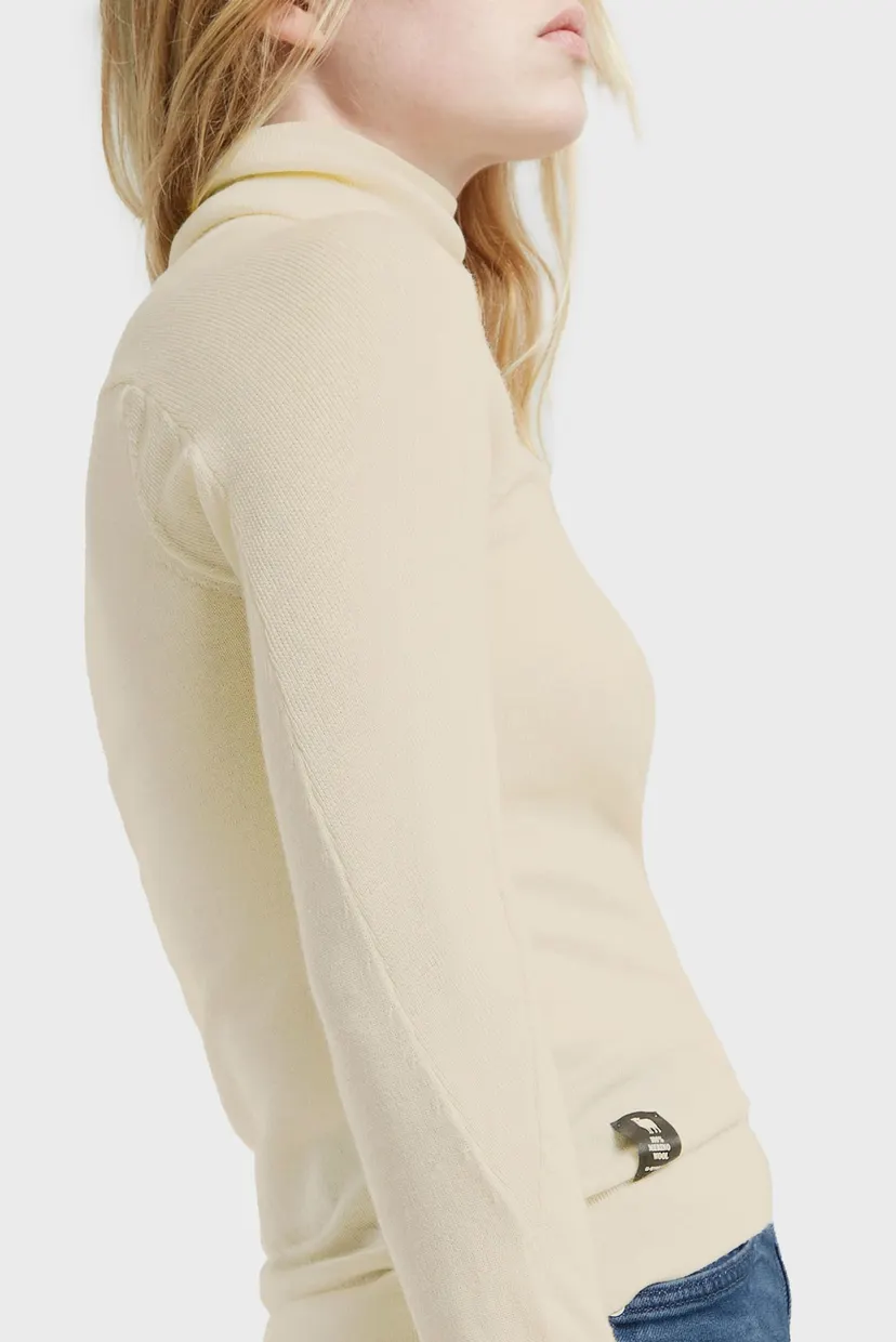 Жіночий бежевий вовняний гольф Core slim turtle knit 5