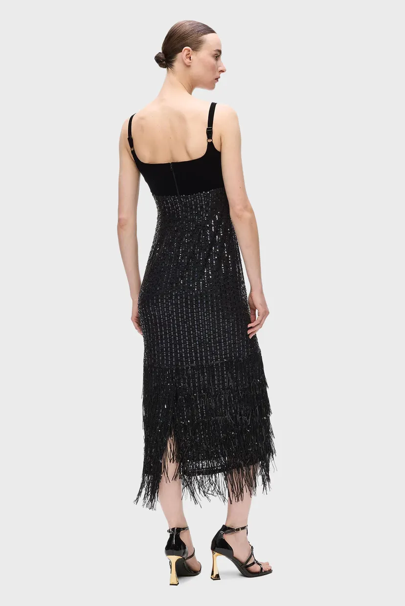 Жіноча чорна сукня sequins fringe 3