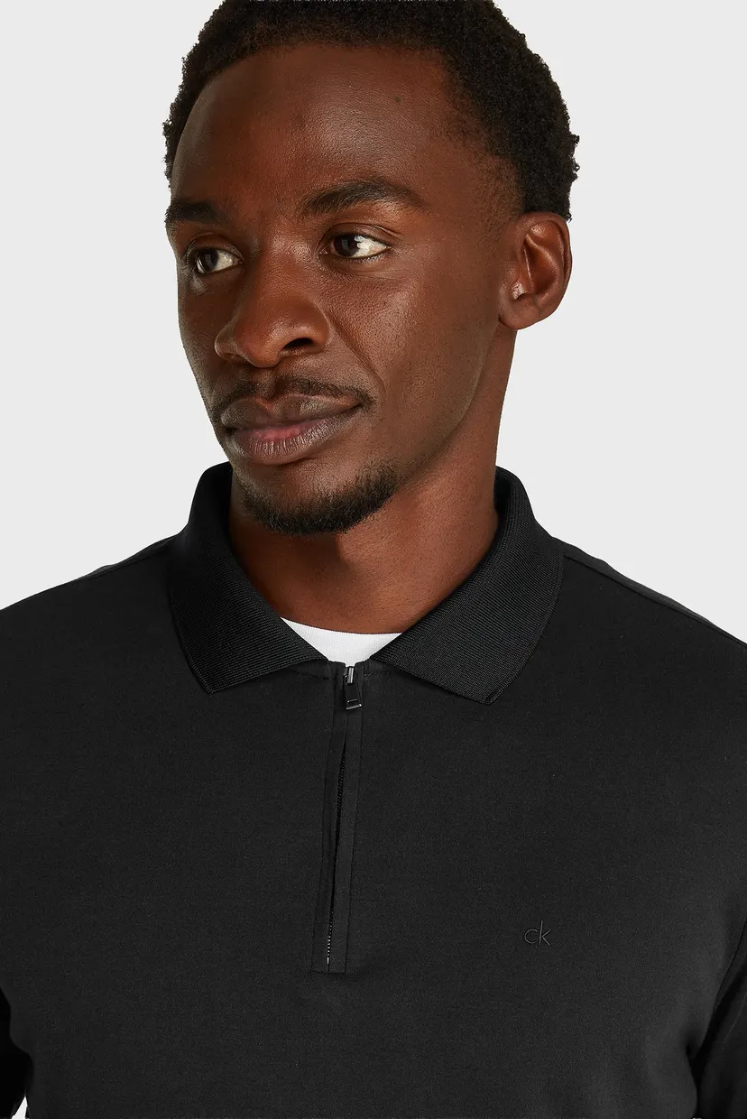 Мужское черное поло SMOOTH COTTON WELT ZIP POLO 4