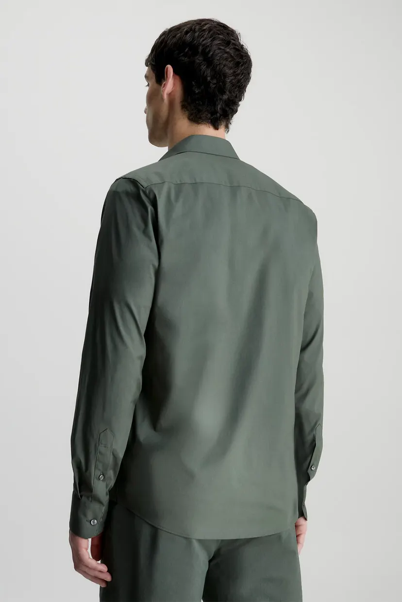 Чоловіча оливкова сорочка STRETCH POPLIN SLIM 3