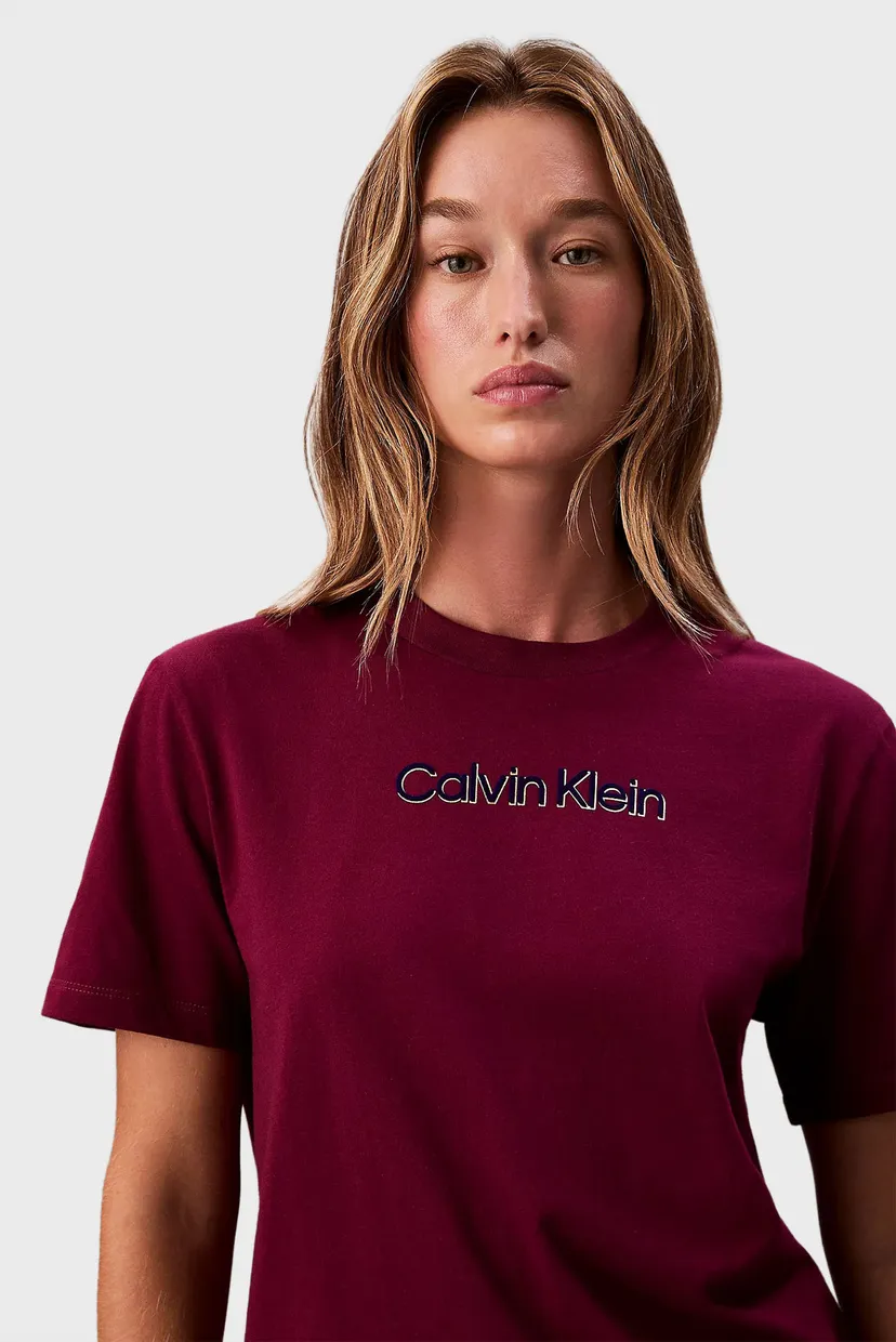 Женская бордовая футболка CLASSIC FOIL CALVIN KLEIN 4