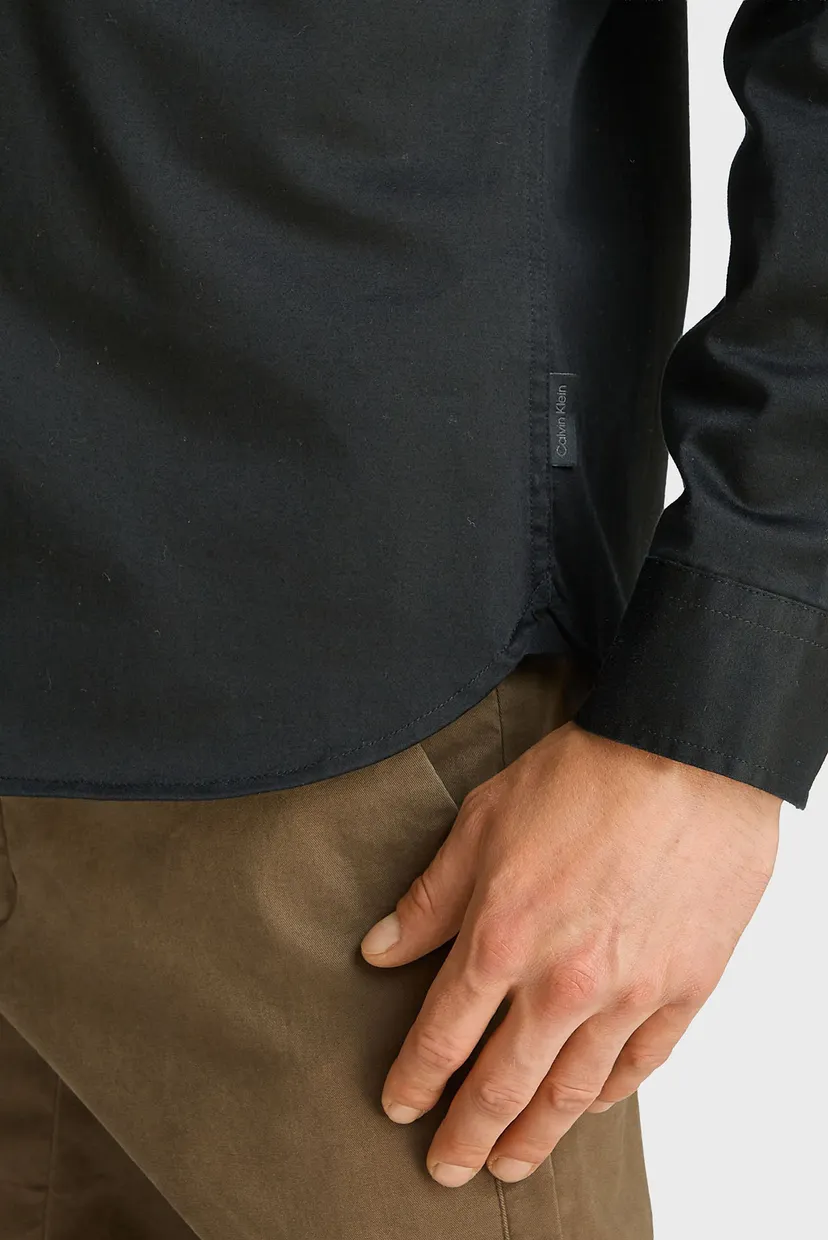 Мужская черная рубашка STRETCH SATEEN ZIP 4