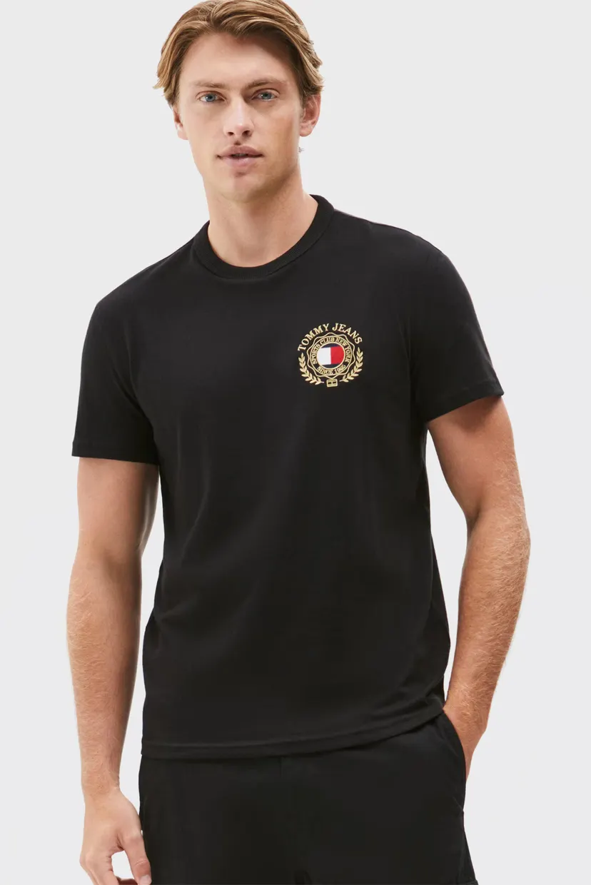 Чоловіча чорна футболка TJM REG TOMMY CREST TEE 4