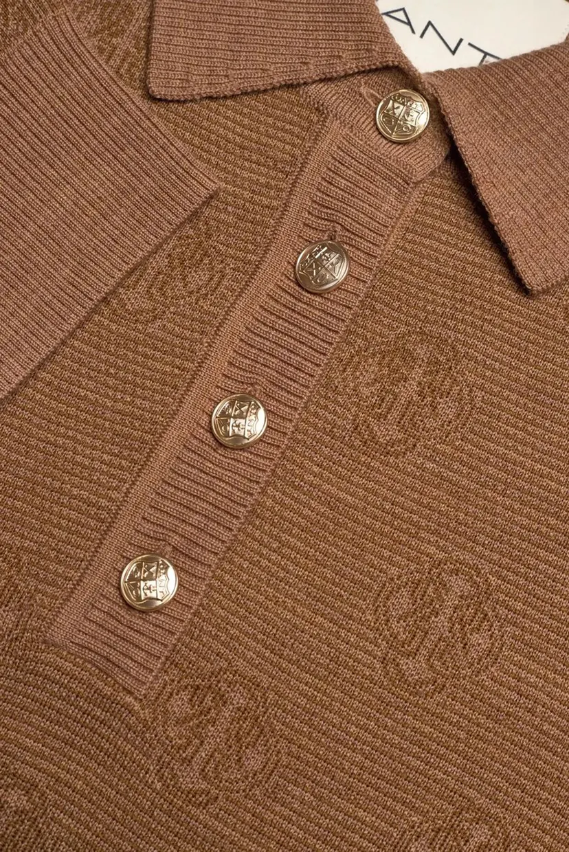 Женское бежевое шерстяное поло MONOGRAM 3