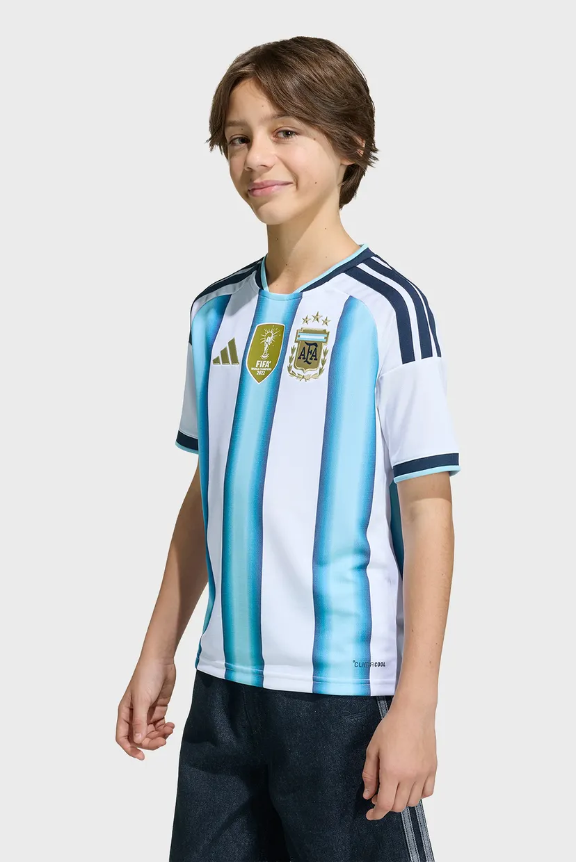 Детская белая футболка  в полоску Argentina 26 Home Replica Messi Kids 4