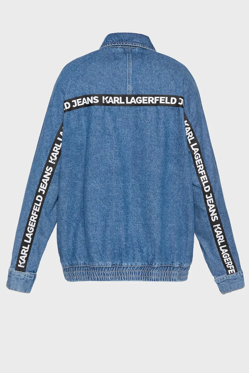 Мужская синяя джинсовая куртка klj logo denim bomber jacket 7
