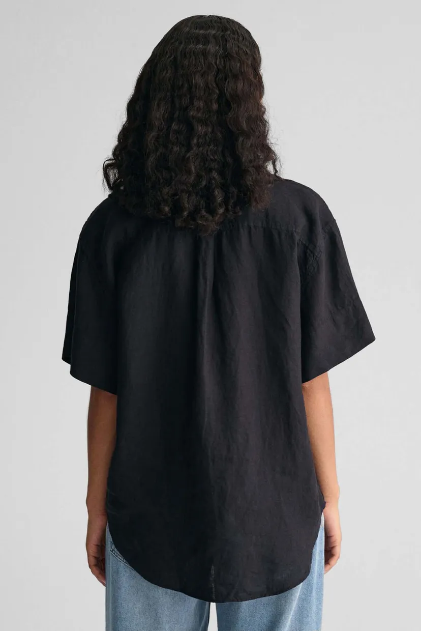 Жіноча чорна лляна блуза REL LINEN POPOVER SS 6