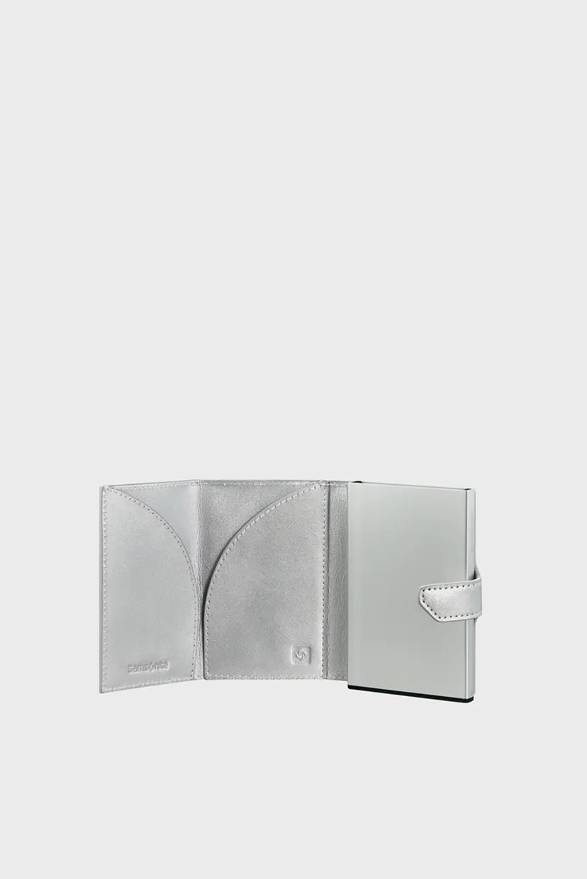 Женский серебристый кожаный кошелек ALU FIT SILVER 4