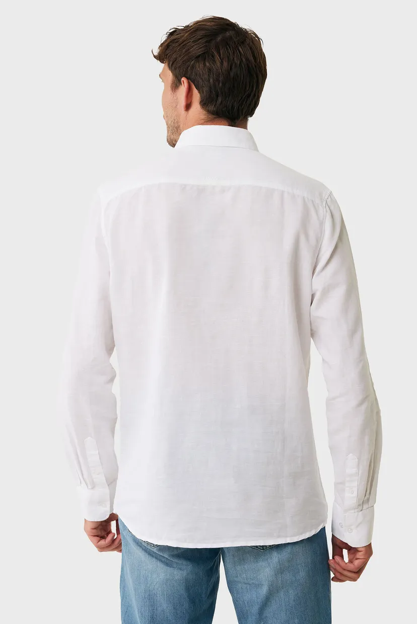 Чоловіча біла лляна сорочка CALEB Basic linen shirt 3