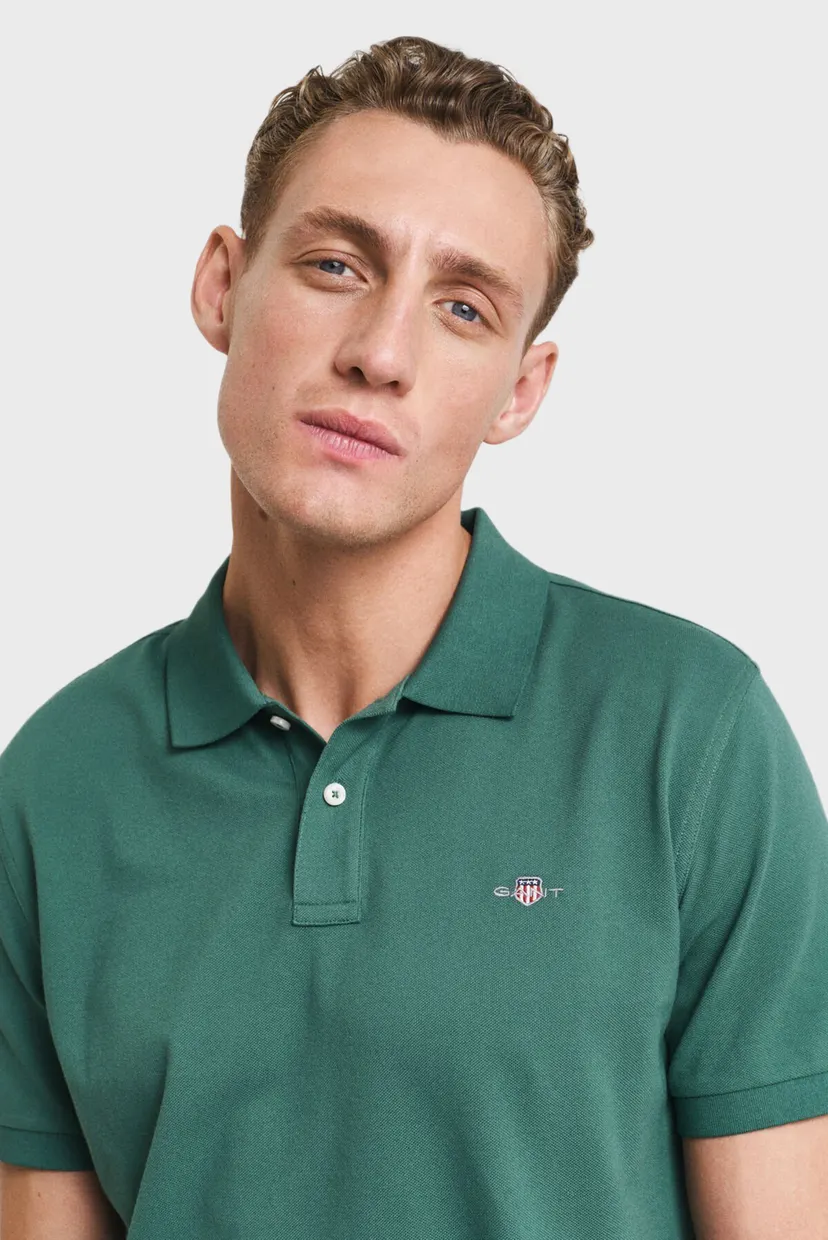 Чоловіче зелене поло REG SHIELD SS PIQUE POLO 4