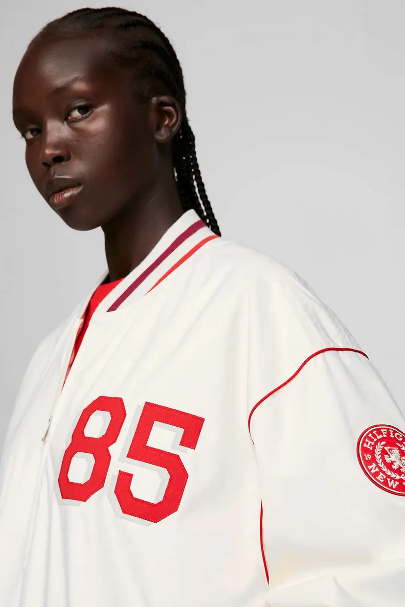 Женский белый бомбер OVERSIZED BASEBALL JACKET 4