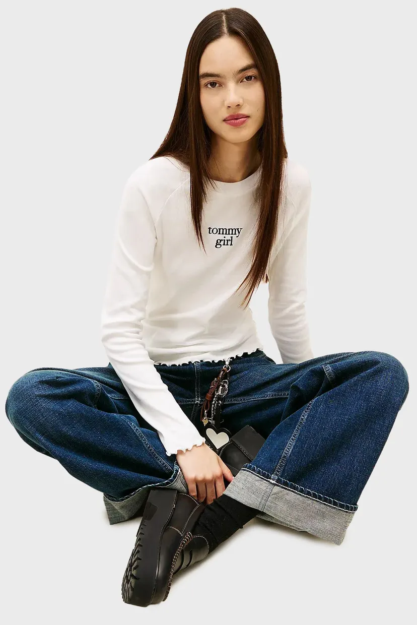 Женский белый лонгслив TOMMY GIRL STAR 4