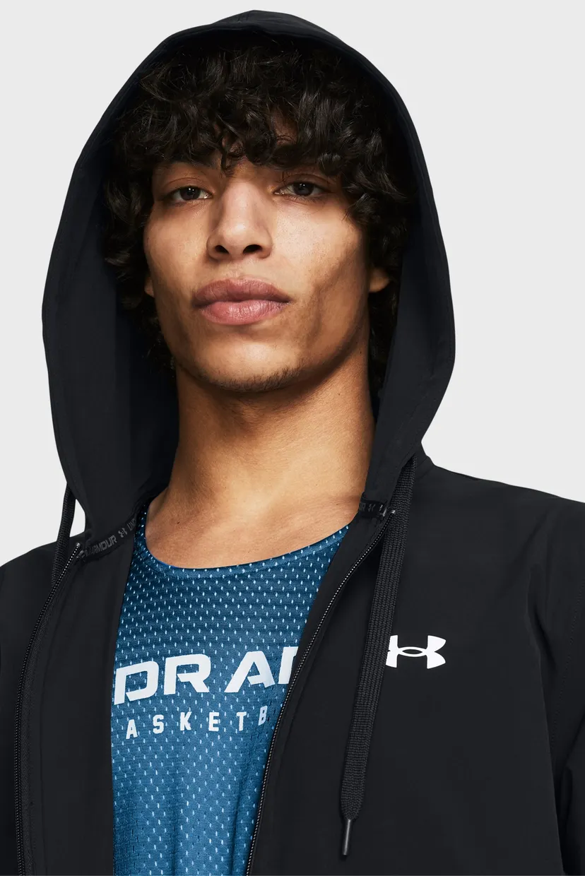 Чоловіча чорна вітровка UA Baseline Woven Jacket 4