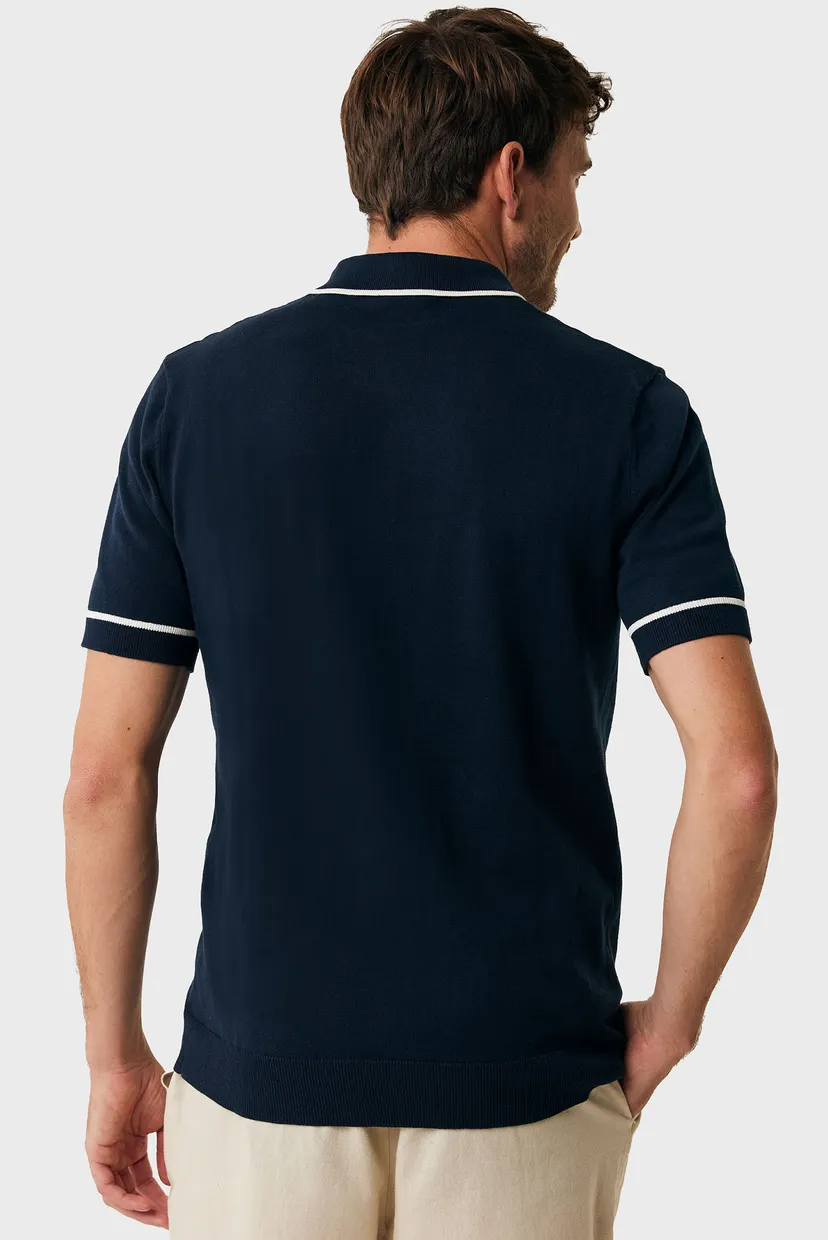 Чоловіче темно-синє поло Knitted polo with tippings 3