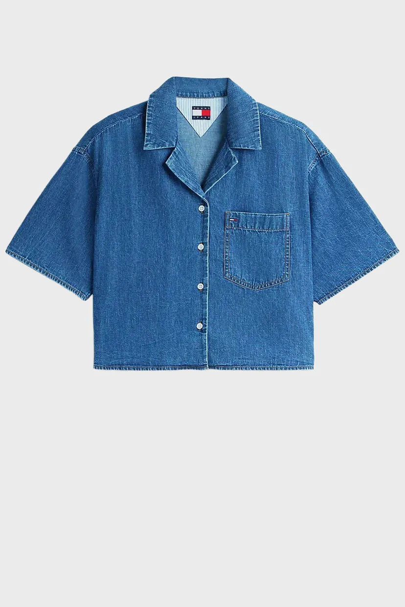 Жіноча синя джинсова сорочка CROP CHAMBRAY 5