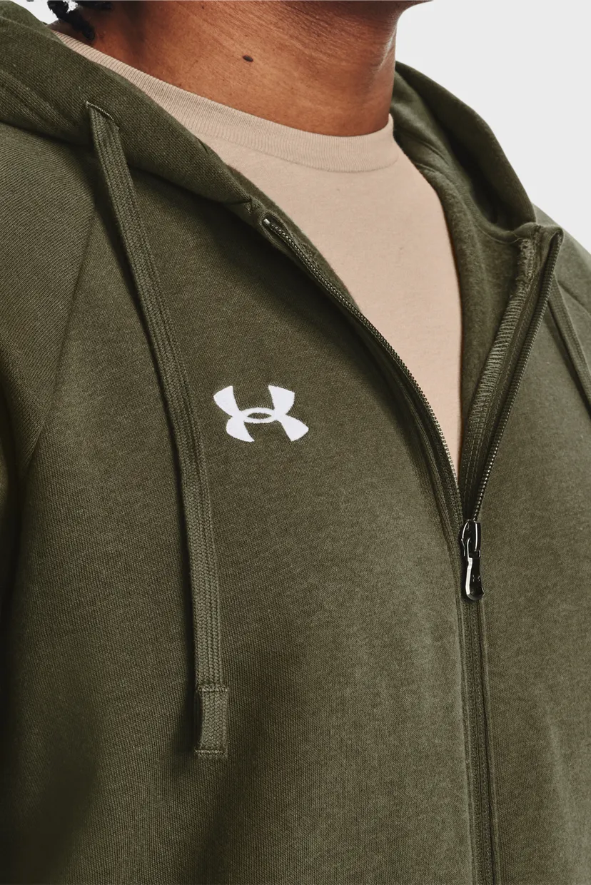 Мужское зеленое худи UA Rival Fleece FZ Hoodie 4
