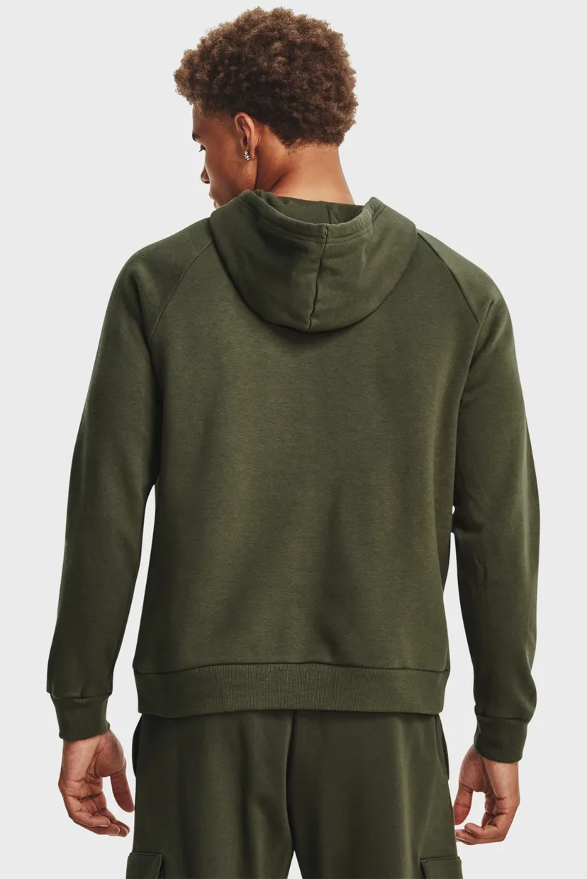 Чоловіче оливкове худі UA Rival Fleece Logo HD 3