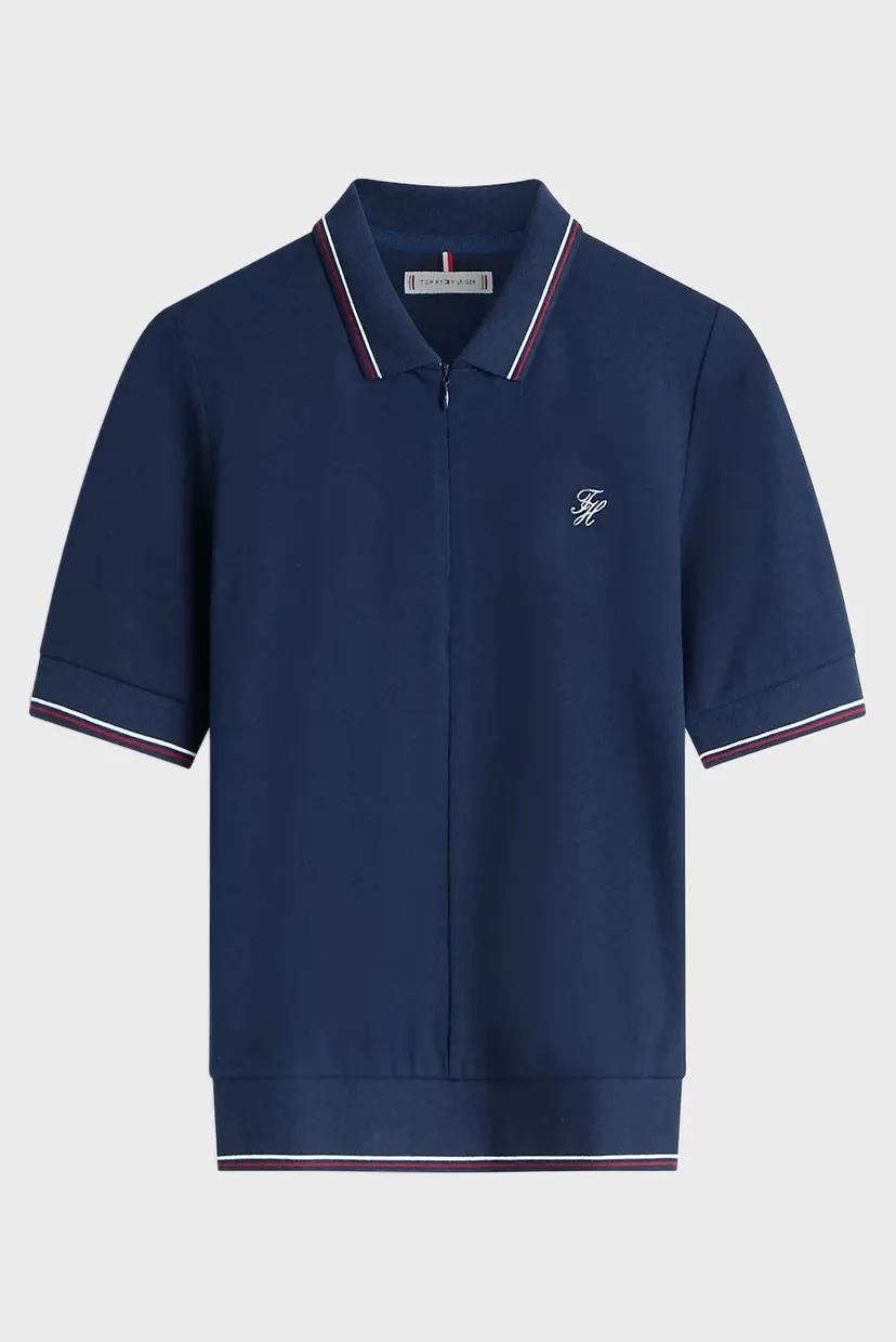 Жіноче темно-синє поло TH SCRIPT LYOCELL ZIP SS POLO 5