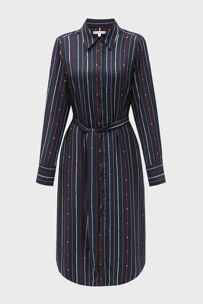 Женское темно-синее платье в полоску FOULARD KNEE SHIRTDRESS 5