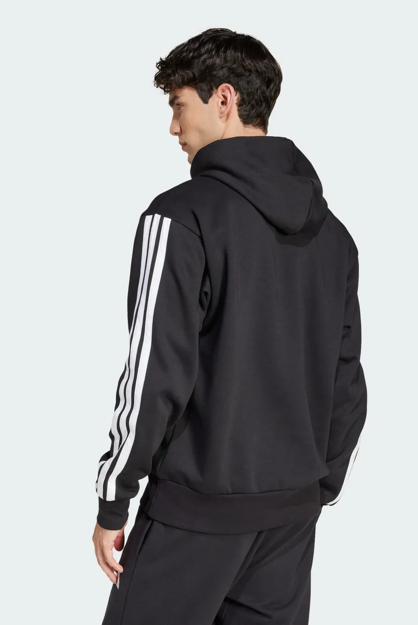 Мужское черное худи Essentials 3-Stripes Fleece 3