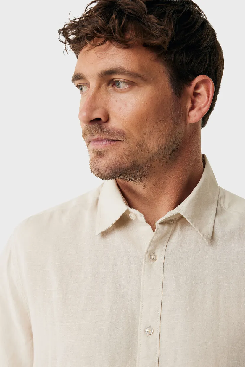 Чоловіча бежева лляна сорочка BRANDON Basic linen shirt short sleeve 3