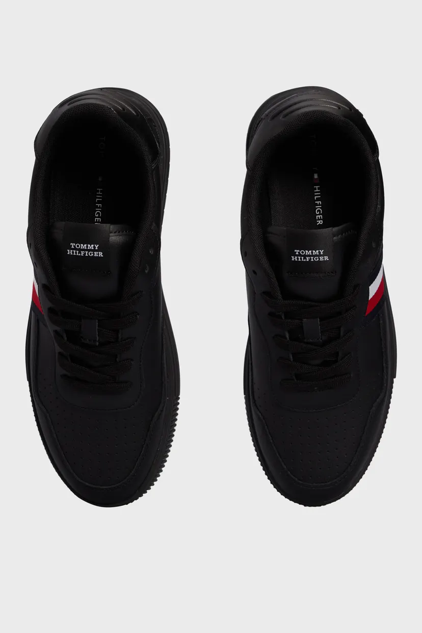 Мужские черные кожаные сникерсы SUPERCUP LEATHER STRIPES 4