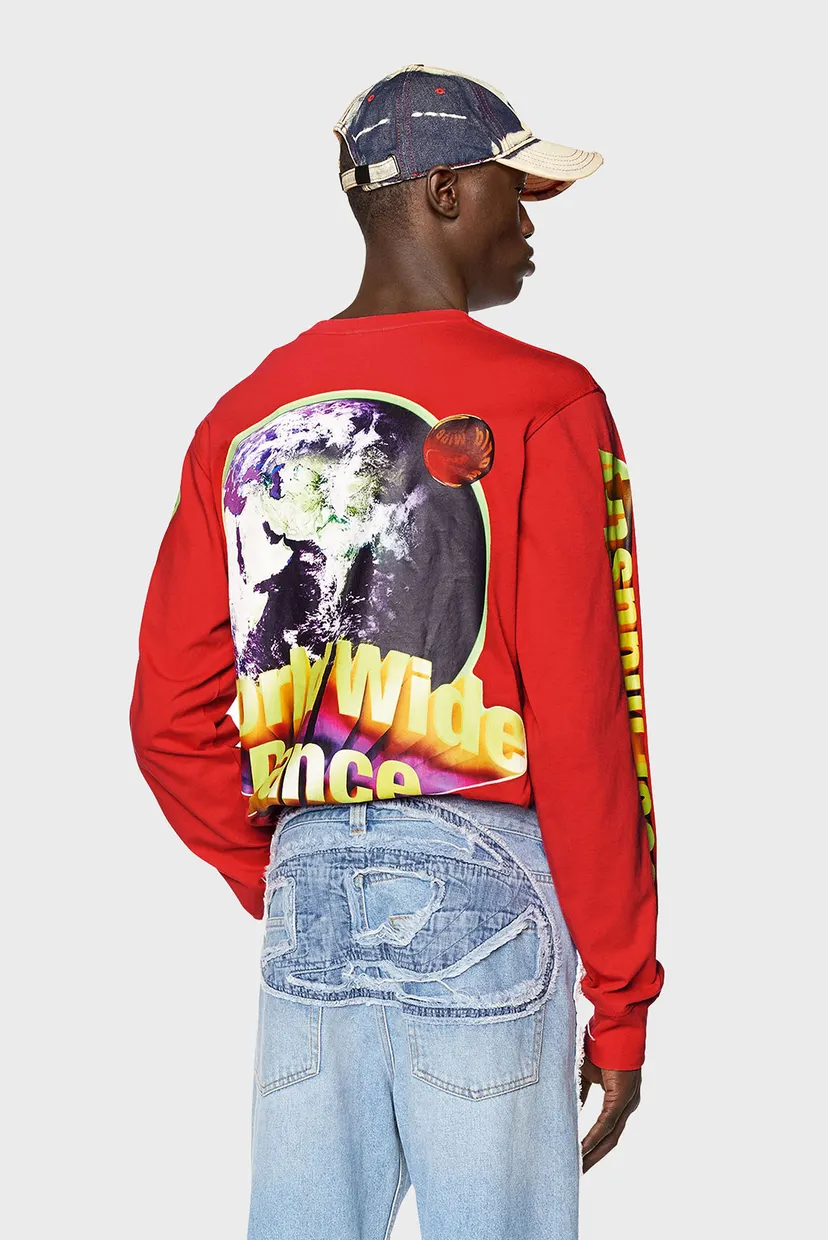 Мужской красный лонгслив T-JUST-LS-L1 T-SHIRT 3