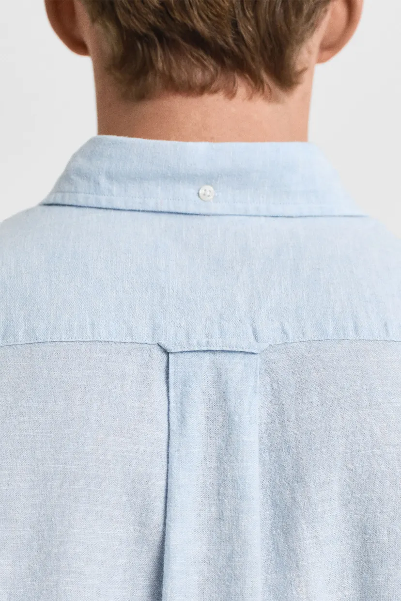 Мужская голубая льняная рубашка REG COTTON LINEN SS SHIRT 4