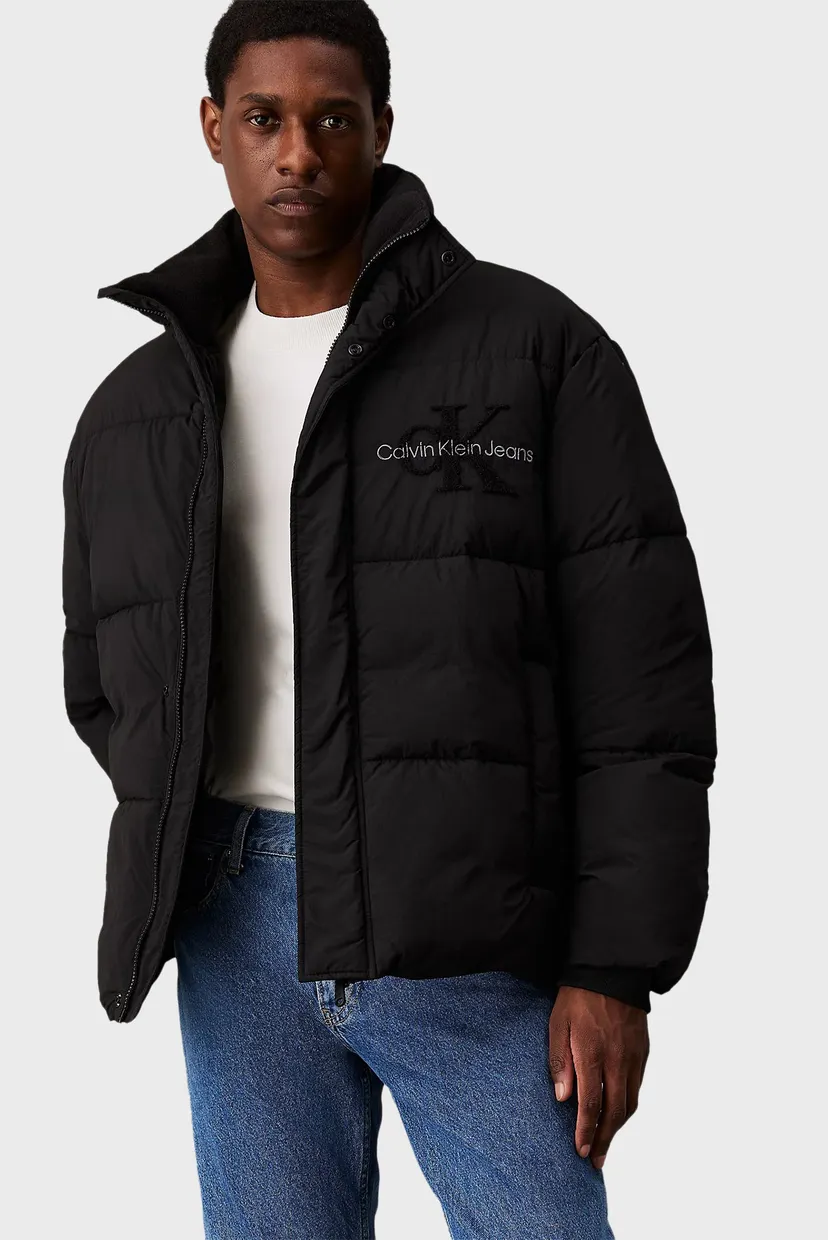   Jeans ブラック ダウンジャケット Мужская черная куртка CHENILLE PUFFER Calvin Klein Jeans