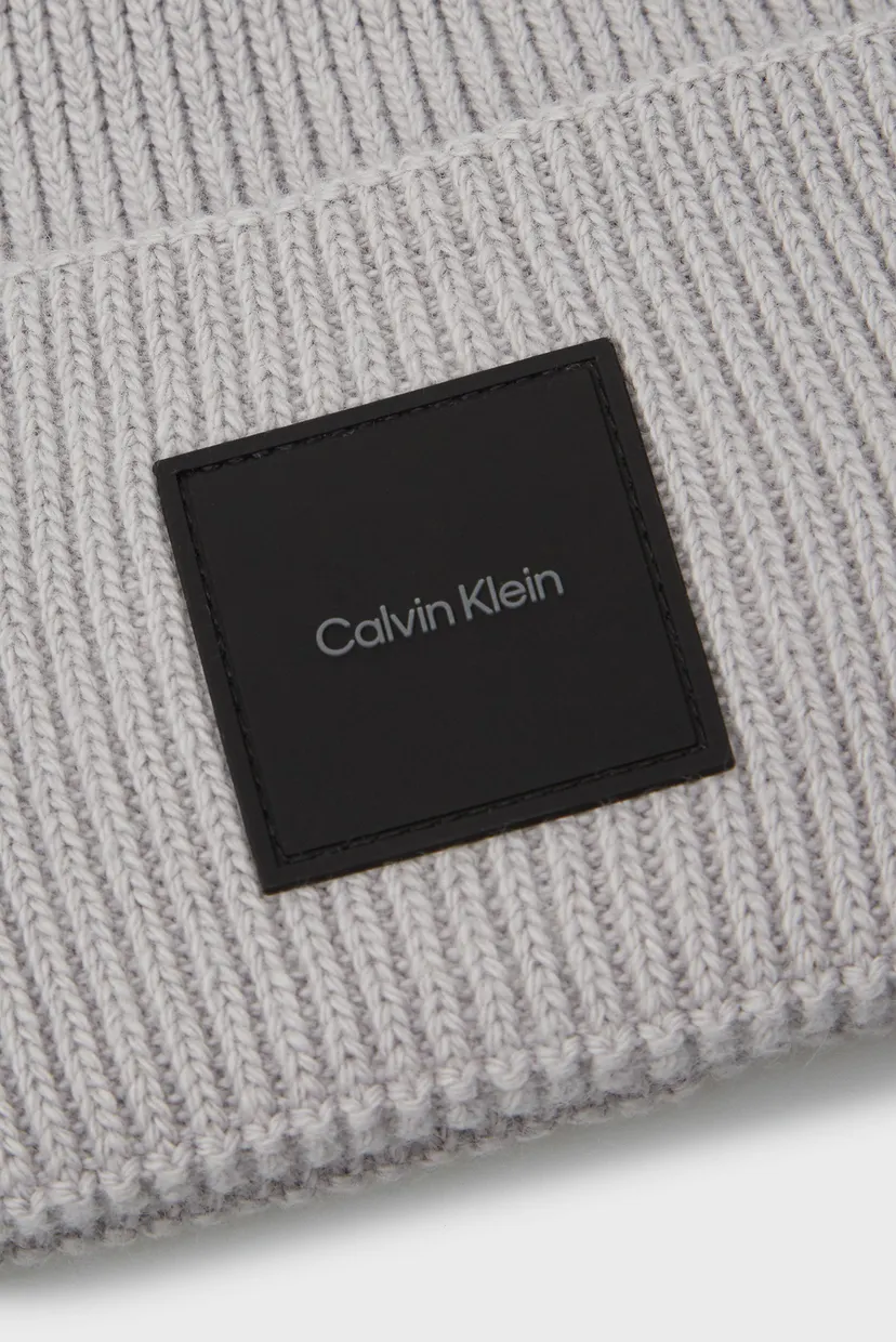 Чоловіча сіра шапка COTTON/WOOL FINE RIB BEANIE 3