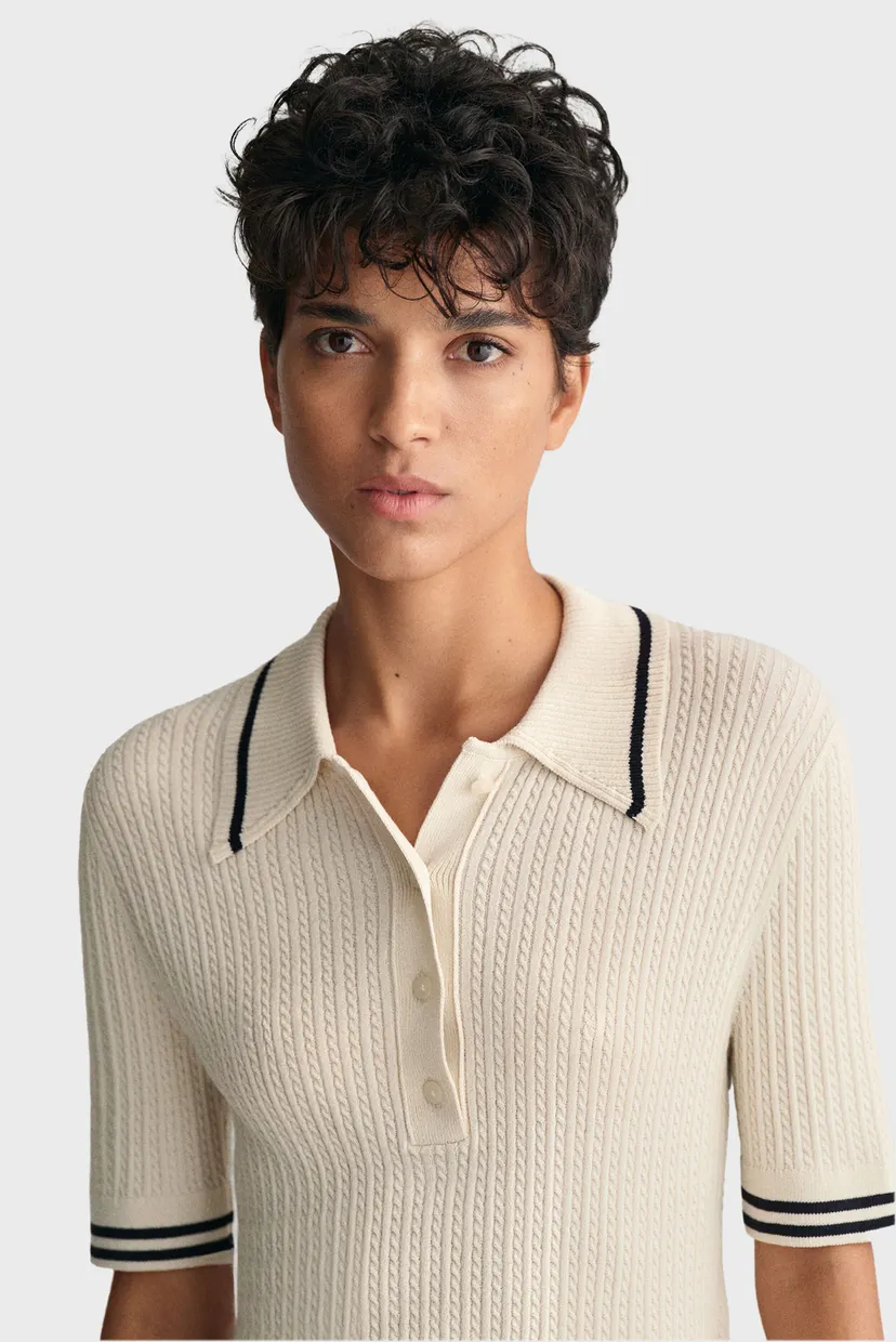 Жіноче бежеве поло MINI CABLE KNIT 4