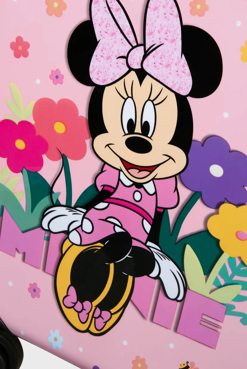 Детский розовый чемодан с узором 45 см MINNIE FLOWER POWER 5