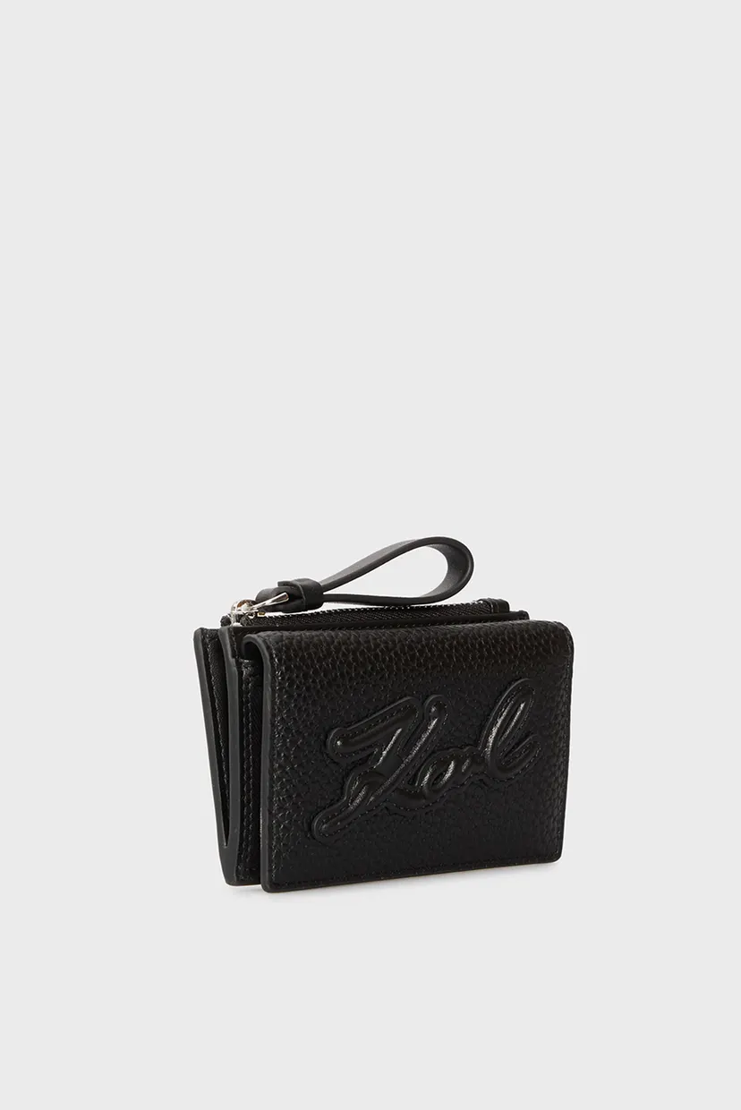 Женский черный кошелек SKUARE FLAP ZIP CH GRAINY 3