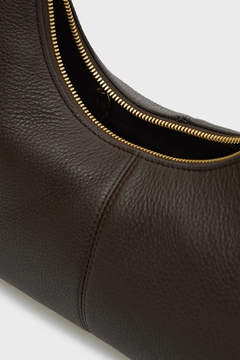 Жіноча темно-коричнева шкіряна сумка SLOUCHY LEATHER SHOULDER 5